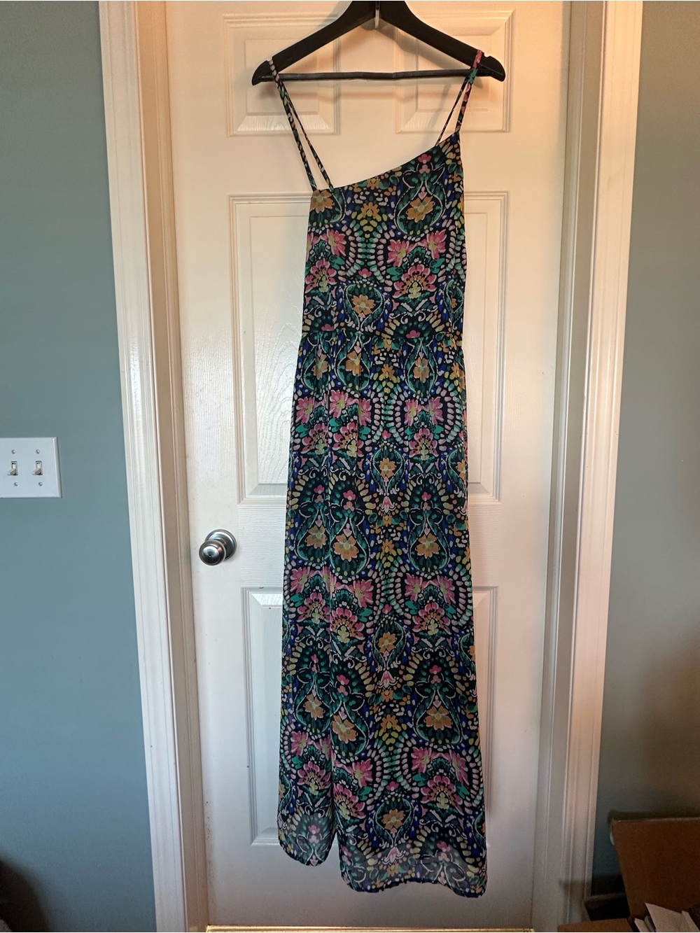 Old Navy Navy Floral Asymetrical Maxi Dress